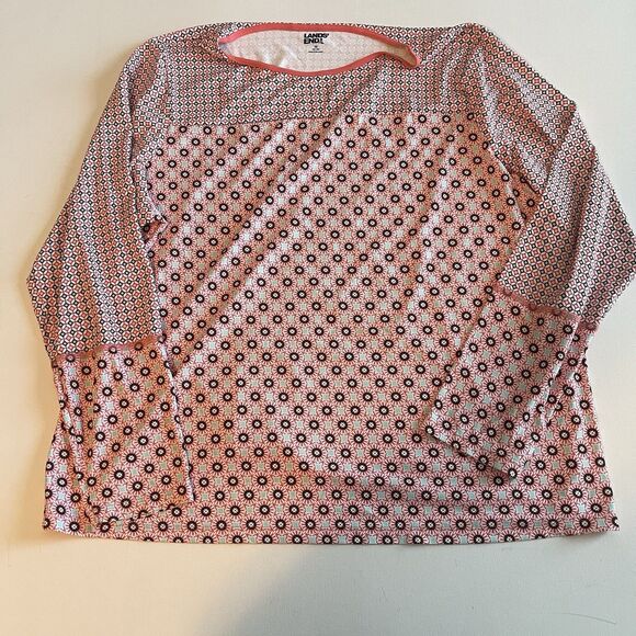 Lands End Women’s Plus 1x Long Sleeve Crew Neck Rash Guard UPF 50 Swim Tee Pink - Picture 2 of 11